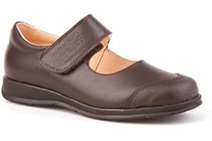 ANGELITOS Merceditas Colegiales para Niñas con Puntera Reforzada Todo Piel, mod.463. Calzado infantil Made in Spain, Garantia de calidad. (35, Marrón)