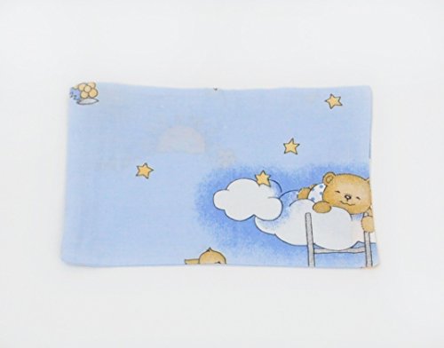 Pram, cot, crib PILLOWCASE approx. 25x35cm, nursery bedding, toddler, baby (pattern: bears in heaven_blue)