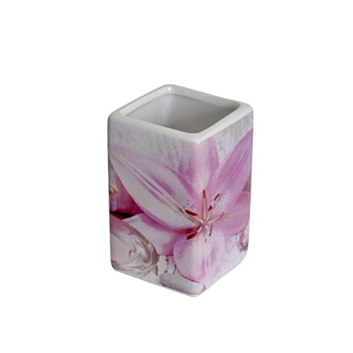 Carpemodo Zahnputzbecher/Keramik/6x6x11 cm/WeißRosa/HARMONY