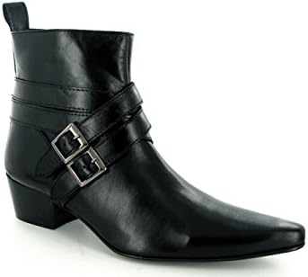 Gucinari RODRIGO Mens Cuban Heel Winklepicker Buckle Boots Black UK 8