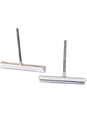 Kleine Zarte Ohrringe Waagerecht Strich Silber Schwarz Gold Paar Balken