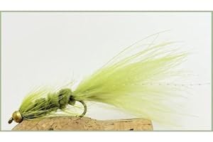 TROUTFLIESUK LURES 6 Pack of Goldhead Olive Woolly Bugger Trout flies, Choice of Sizes For Fly Fishing