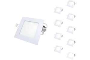 Spot LED Encastrable Carré BLANC 6W (Pack de 10) - Blanc Neutre 4000K - 5500K - SILAMP