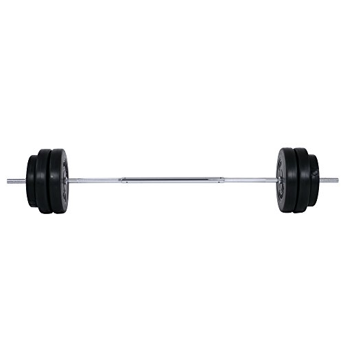 Physionics Langhantel-Set 56,5 kg Hantelstange (168 cm verchromt und gerändelt) Langhantelstange inkl. Gewichtsscheiben und Sternverschlüsse - 3
