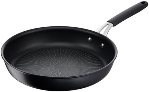Lagostina Tempra, Padella 28cm con Rivestimento in Titanium Antiaderente Antigraffio, Fondo in Acciaio Inox, Manico Rivettato in Acciaio e Silicone, per Tutte le Fonti di Calore Inclusa Induzione