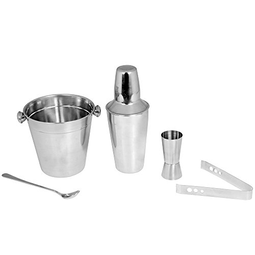 Kosma Cocktail Set aus 5 Stück Edelstahl Barware-Kit Bar Werkzeuge Set (Set Includes: Cocktail Shaker Regular 500ml, Peg Measurer 30x60ml, Ice Tong 5.5 „, Eimer 12 x 13cm, Bar Löffel) - 2