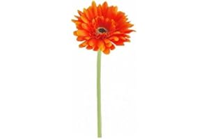 HOMESTREET FLOWERS Small Head Silk Gerbera Flower Stem Quality Artificial Flowers In Many Colours (Orange)