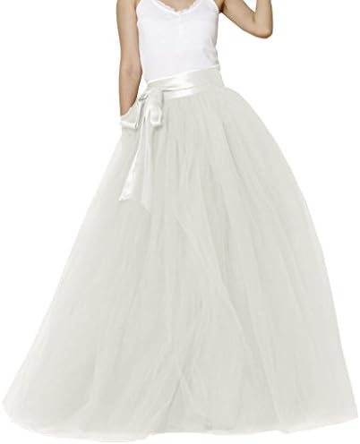 WDPL Floor Length Tulle Bridal Skirt With Bowknot Size 14 UK Ivory