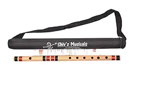 Shiv'z Muzic Flute, C Sharp 6 Holes, 17 inches Medium Bansuri (FREE Written Manual & Bag)