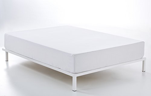 ES-TELA - Sábana bajera ajustable COMBI color Blanco - Alto especial (35 cm) - Cama de 150 cm. - 50% Algodón / 50% Poliéster - 144 Hilos