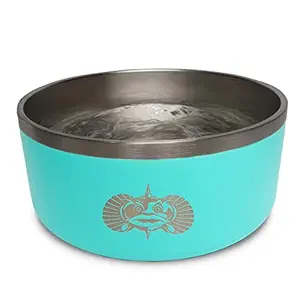 Toadfish Non-Tipping Dog Bowl - Double-Walled Stainless Steel Insulated - Smart-Grip Technology - Includes Cover - Pet Food & Water Dish - Teal