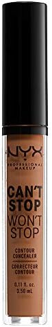 NYX Professional Makeup Correttore Can't Stop Won't Stop, Correttore Viso Liquido, Adatto a Tutti gli Incarnati, Warm Caramel, Confezione da 1