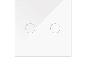 M LEDME WESA - Doble Interruptor Táctil WiFi de Cristal Blanco Empotrable Doble + Mecanismo con App Tuya. Compatible con Alexa, Google Home y Smart Life, iOS y Android.