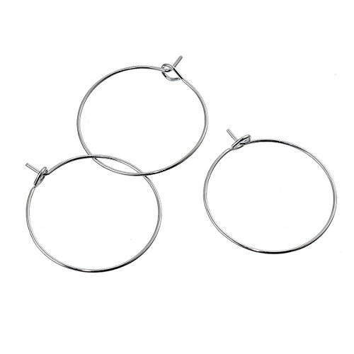 Fyore Versilberte Legierung Wein Glas Charme Ringe für Namensschild Bar Craft 29 x 25 mm 100 Stück 29 x 25mm Silber