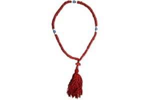 IconsGr Handmade Christian Orthodox Komboskoini, Prayer Rope 100 Knots Red/Blue Beads