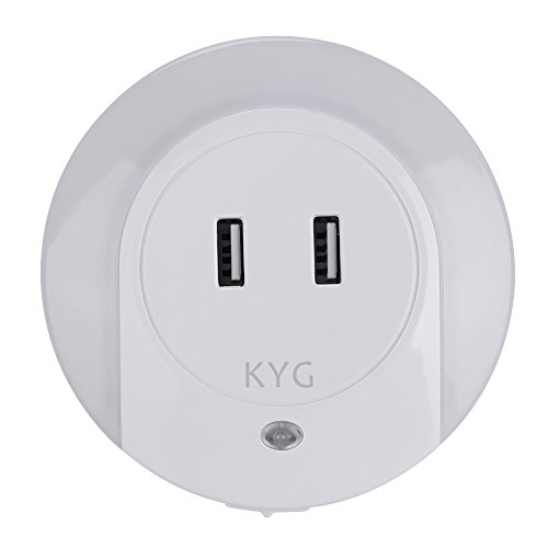 KYG LED Nachtlicht Mit Steckdose Dual USB Ladegerät Steckdosenlicht Sensor LED-Lampe für Flur Bad Schlafzimmer Wohnzimmer Küche Warmweiß - 9