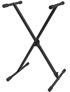 SOUVENIR Adjustable Keyboard Stand, Heavy Duty Single X-Stand for Piano Keyboard Instrument Stand, 61 Keys Digital Keyboard Stand  Black