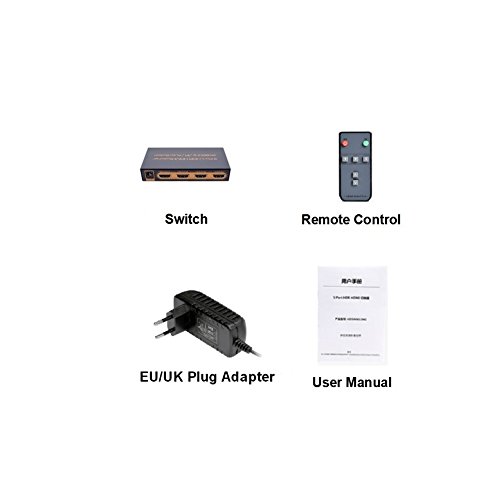 huierav 4 K @ 60Hz HDMI 2.0 HDMI Switcher 3 x 1| UHD 3 Ports HDMI Switch 3 x 1 (3 Eingänge und 1 Ausgang) | HDCP 2.2 - 5