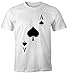 Produktbild MoonWorks® Herren T-Shirt Kartenspiel Kostüm Spielkarten Gruppenkostüm Karten Fasching Karneval Faschingsshirt Pik Ass weiß XL