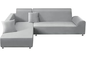 jianyana Housse de Canapé d'angle Extensibles 2 Pieces Protecteur Canapé Universelles Polyester Housse Canapé d'angle pour Canapé en Forme de L