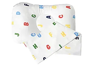 A Baby Cherry Baby Pillow :: Organic Cotton Head Shaping Pillow for Infants and Toddlers (0M to 5 Yr) - Unisex || Washable || 3D Mesh Structure || Prevent Flat Head + Free Pillow Cover (Alphabets)