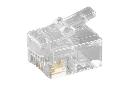 20 Stück Wentronic Westernstecker für Flachkabel (TEL Mode RJ12 6P6C Flat UG)