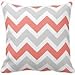 Peach Coral Gray White Chevron Zigzag Pattern Throw Pillowcase Standard Size 18 x 18