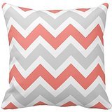 Peach Coral Gray White Chevron Zigzag Pattern Throw Pillowcase Standard Size 18 x 18