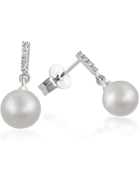 Goldmaid Damen-Ohrstecker 585 Weißgold 2 Perlen 8 Diamanten 0,04 ct. Perlen-Ohrringe Schmuck