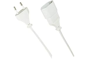 odedo Euro Rallonge de câble Rallonge de câble électrique CEE 7/16 Type-C Euro mâle vers Type-C Euro Femelle pour TV PC Ordinateur Moniteur Lampe appareils ménagers PS5 (2m Blanc)