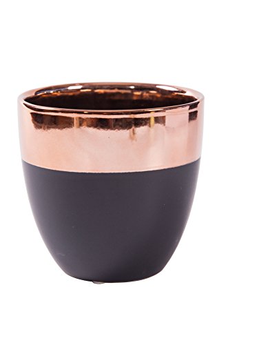 Blumentopf schwarz Pflanztopf Übertopf Keramik Kupferlackierung (Dekoobjekt) (Ø14 cm * H 13,5cm (Innen: Ø12,3cm * H13cm))