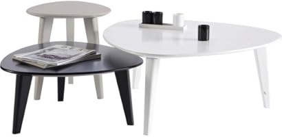 Demeyere 107118 Set de 3 Tables Basses Blanc/Gris/Noir