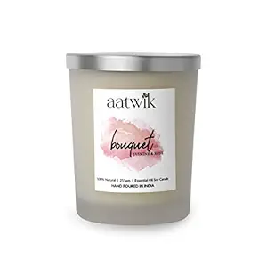 Aatwik Bouquet Scented Soy Wax Candle with Jasmine and Rose Essential Oils 255gm