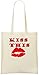 Produktbild Küsse dies - Kiss This Custom Printed Shopping Grocery Tote Bag 100% Soft Cotton Eco-Friendly & Stylish Handbag For Everyday Use Custom Shoulder Bags