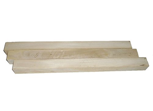 3 Drechselhölzer Esche 40 x 40mm (+-1mm) 50 cm lang, Kantel sägerau