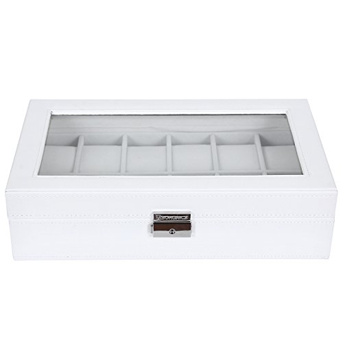 Songmics Uhrenbox für 12 Uhren Uhrenkasten Weiß JWB202 - 4