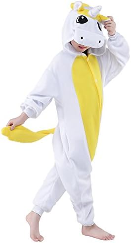 RandLand Kids Unicorn Onesies Kigurumi Animal Costume (125#(55-59 inch), Yellow White Unicorn)