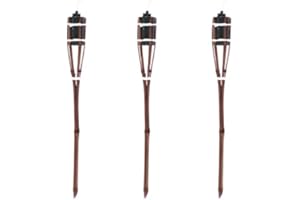 PARTYRAMA.CO.UK Natural Dark Brown Handmade Bamboo Garden Tiki Torch 120cm / 90cm / 60cm - for use with Parrafin or lamp Oil (60cm, Pack of 3)