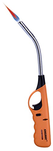 3stk. Stabfeuerzeug Sturmfeuerzeug Gas Feuerzeug flexibel biegsam „Goldfisch“ 29,5 cm lang nachfüllbar, orange Sturmflamme [Versand durch konsum-shop] - 3
