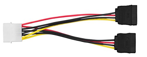 mumbi Stromkabel Y Stecker 4-polig auf 2-fach S-ATA – Y SATA Power Kabel – 1x 4pin an 2x 15pin – Länge: ca. 15cm - 3