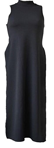 Think-Louder Ladies Both Side Split Sleeveless Polo Neck Midi Dress in a Lot Sizes and Colour-Black-SM