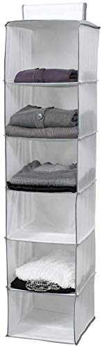 COMPACTOR Étagère Souple Suspendue pour Chaussures et Vêtements, 6 Compartiments, Fixation par Scratch, Jusqu'à 6kg, Blanc, Polypropylène, 30 x 30 x H. 128 cm, RAN1527
