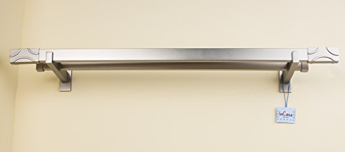 Doppelte Handtuchstangen rechtwinklig Ø 31×12 mm, 80cm gebürsteter Edelstahl – komplett - 2