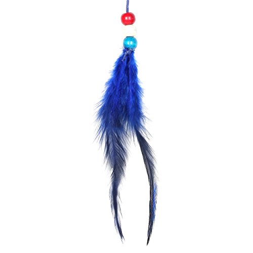 Großer Traumfänger für gute Träume mit Perlen und echten Federn blau Ø 16 cm - 3