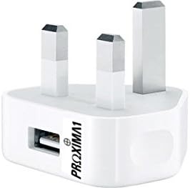 Proxima1 3 PIN Fast Charge 1000mA USB Power Adapter Mains Charger UK wall plug for MP3 players, ipods, mobile phones, PDA's , Digital Cameras, Iphone 3G 3GS 4 4S 5 5S 6 6S 7 7SiPODS1,2,3,4,5,SAMSUNG S S2 S3 S4 S5 S6 S7 S8,BLACKBERRY BOLD,CURVE,Z10 ,HTC,KOBO eREADER,SONY ERICSSON.(CE APPROVED)