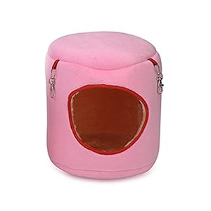 Wenjie Cama Tibia, Hamaca, Rata, Ardilla, Juguetes de Invierno, Jaula de hámster para Mascotas, Nido Colgante Duradero, Juguete, Suministros para Mascotas cómodos – Rosa 9x9x10 cm