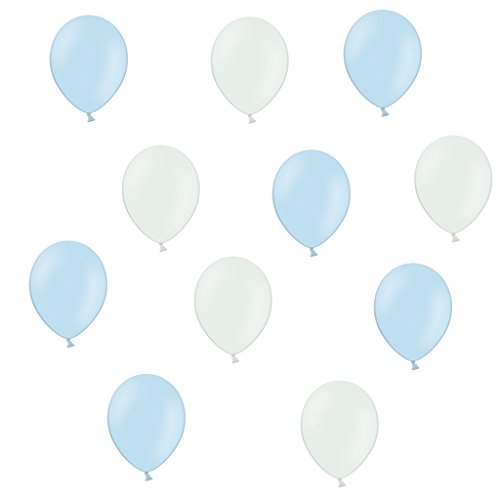 50 x Luftballons je 25 Hellblau & Weiß - ca. Ø 28cm - 50 Stück - Ballons als Deko, Party, Fest, Geburt, Jungs, Geburtstag - Farbe Hellblau & Weiß - für Helium geeignet - twist4®