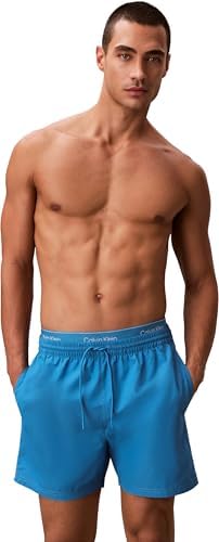 Calvin Klein Uomo Pantaloncino da Bagno Medium Drawstring con Coulisse, Blu (Cendre Blue), S
