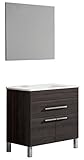 mueble lavabo encimera cristal  Platos de ducha y mamparas Conjunto Amira_PdM_ Mueble + encimera cerámica + Espejo Liso (Roble Sinatra, 60cm)