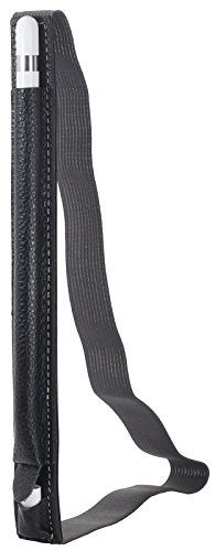 StilGut Pencil-Halter für Apple 12,9" iPad Pro aus echtem Leder mit Lightning-Adapter-Fach. Stift-Halterung zur sicheren Aufbewahrung des Apple Pens, Schwarz